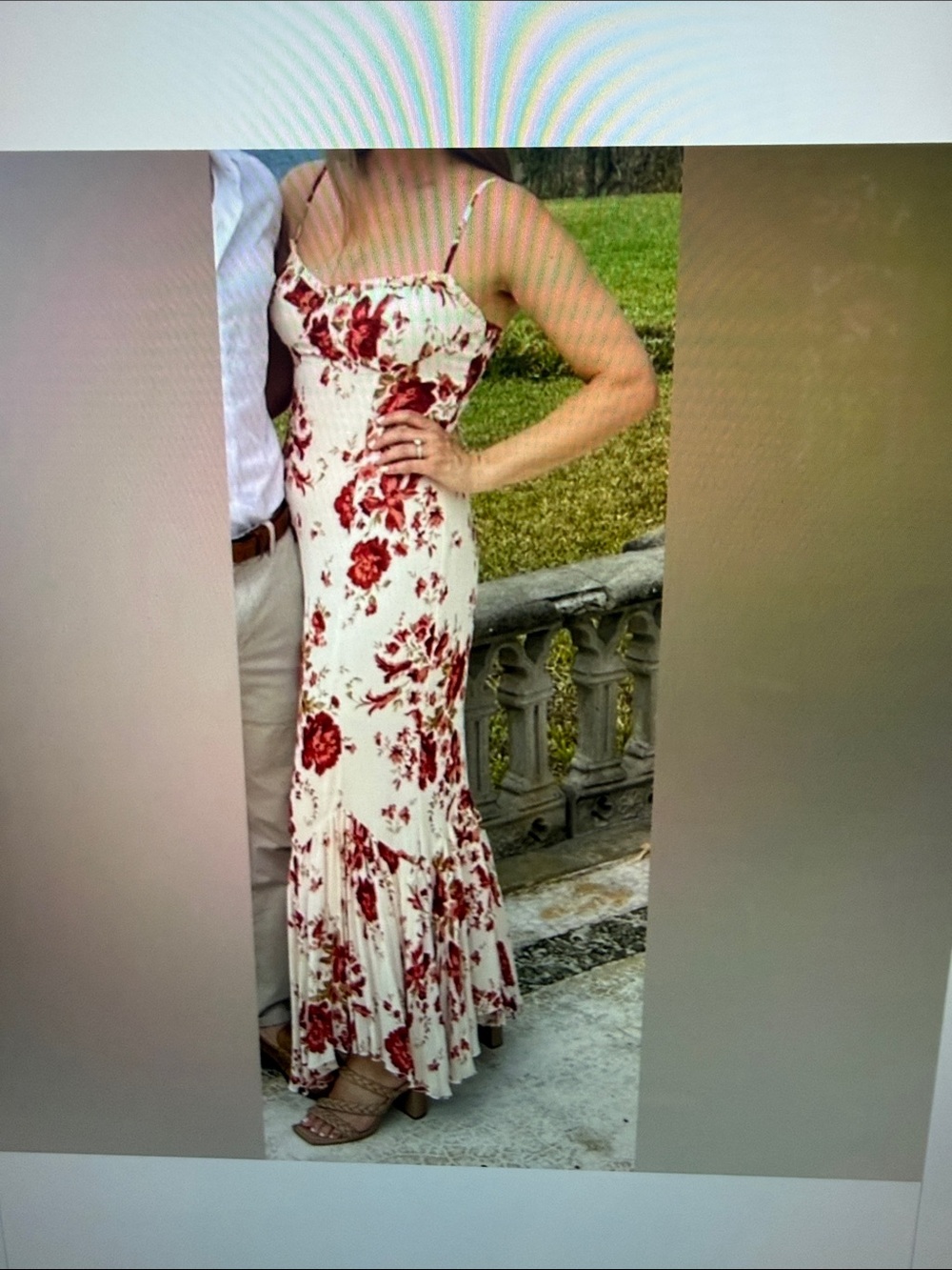 NWT Reformation Aiko in La belle Cream Maxi Dress with Red Floral Print - Picture 4 of 9